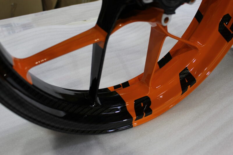 KTM Racing wheels painted black and orange