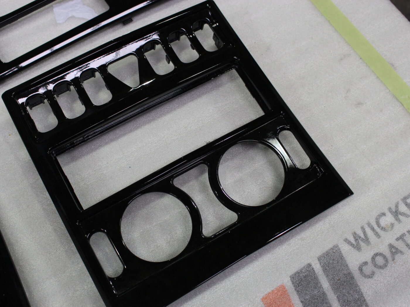 Car dashboard elements painted black
