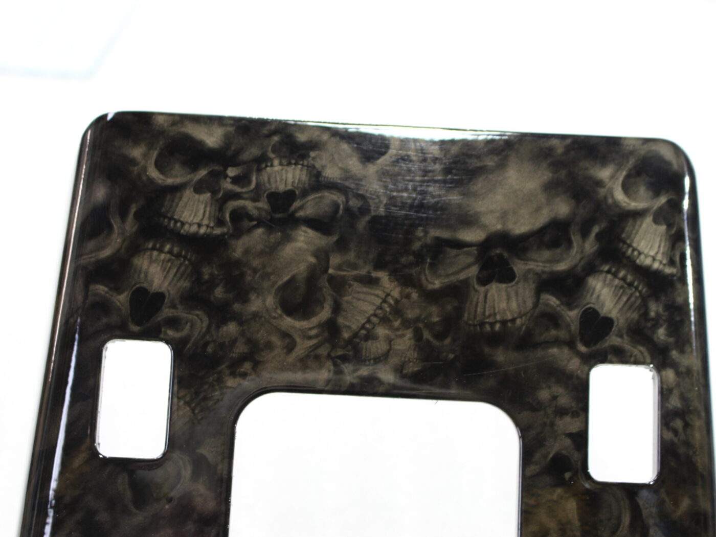 Parts of car interior coated in skull