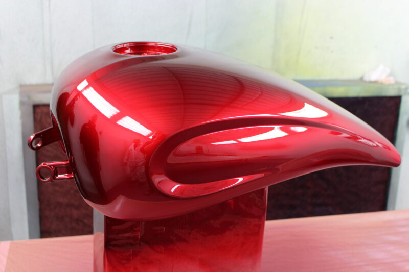 Motorbike tank painted red