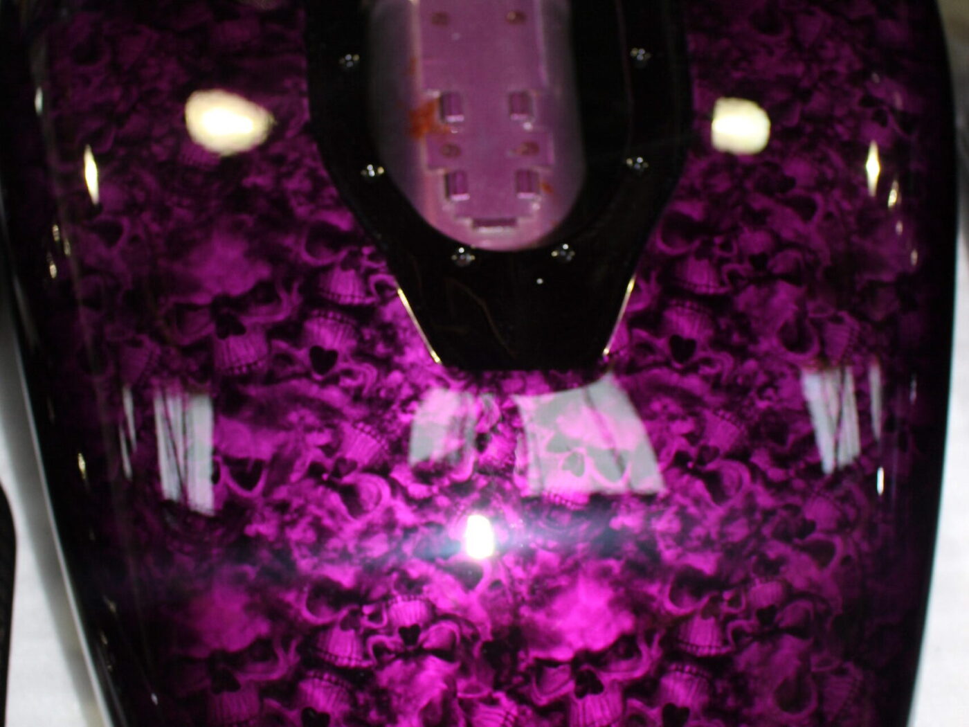 Motorbike Parts Coated In Skull Painted Dark Magenta