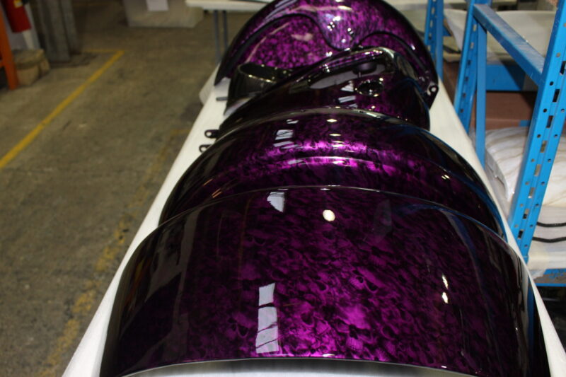 Motorbike Parts Coated In Skull Painted Dark Magenta