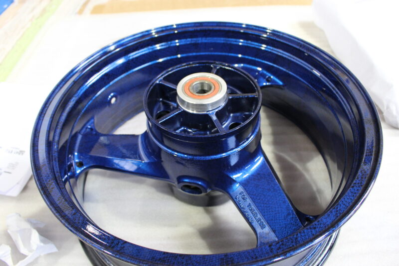 Motorbike Wheels Coated On Snake Skin Hydrographic Film And Painted Blue