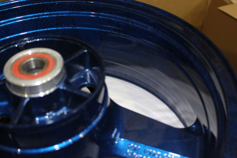 Motorbike Wheels Coated On Snake Skin Hydrographic Film And Painted Blue