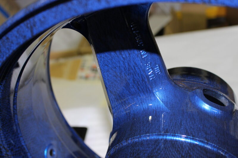 Motorbike Wheels Coated On Snake Skin Hydrographic Film And Painted Blue