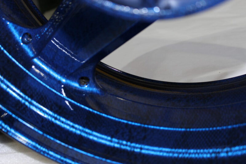 Motorbike Wheels Coated On Snake Skin Hydrographic Film And Painted Blue