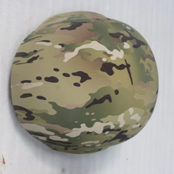 Military Helmet Coated In Camouflage Hydrographic Film