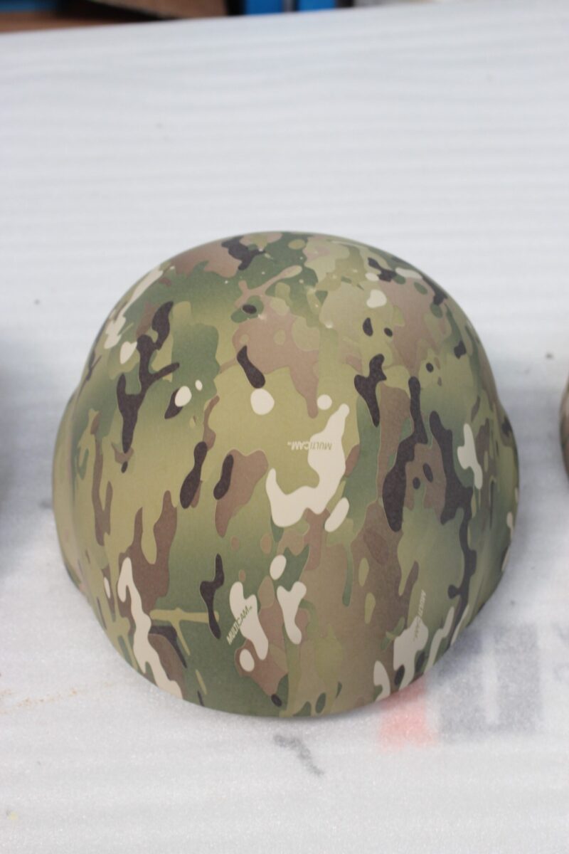 Military Helmet Coated In Camouflage Hydrographic Film