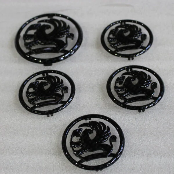 Vauxhall badge coated in carbon fibre