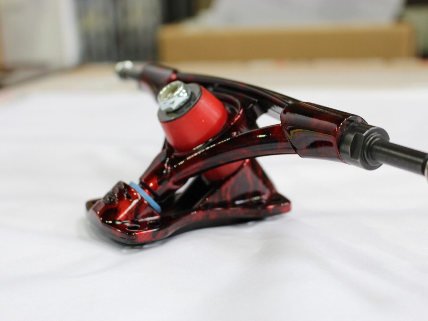 Parts of skateboard coated at Wicked Coatings