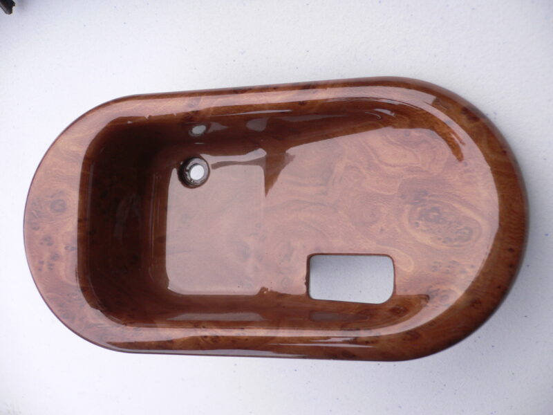 Various car interior elements coated in wood hydrographic film