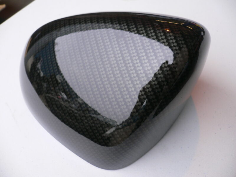 Car mirrors cover coated in carbon fibre hydrographic film painted black