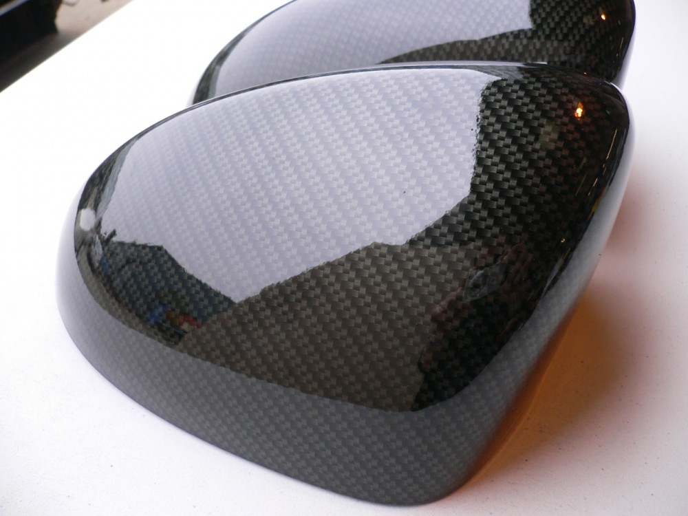 Wicked Coatings Car mirrors cover coated in carbon fibre hydrographic film painted black