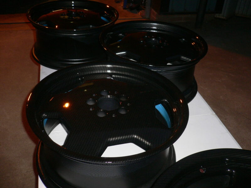 Mercedes AMG alloy wheels coated in carbon fibre