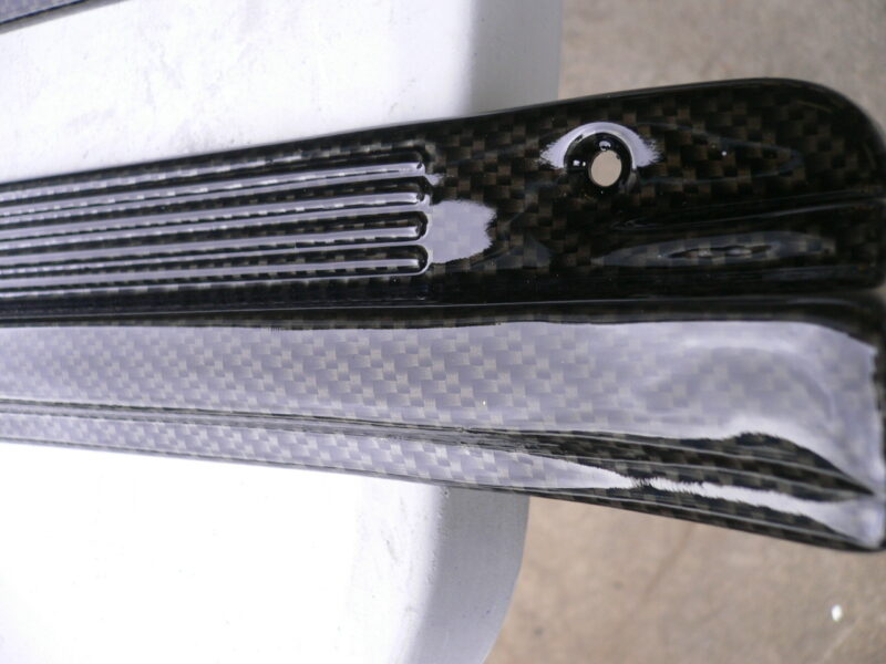 Car interior various elements coated in carbon fibre hydrographic film painted black