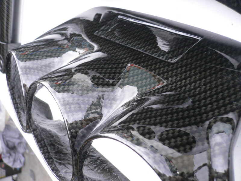 Car interior various elements coated in carbon fibre hydrographic film painted black