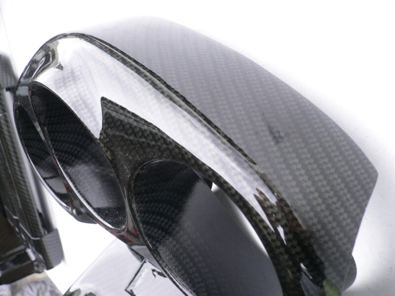 Car interior various elements coated in carbon fibre hydrographic film painted black