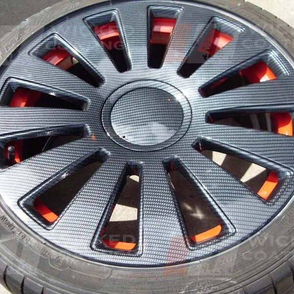 Audi S-Line alloy wheels coated in carbon fibre hydrographic film painted black