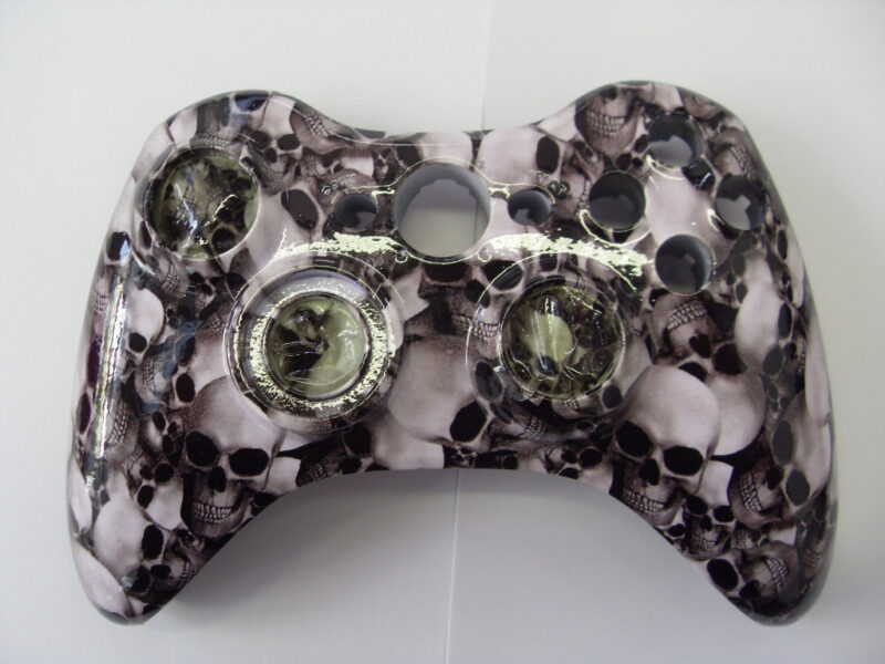 Gamepad Coated In Skull Hydrographic Film Painted Black