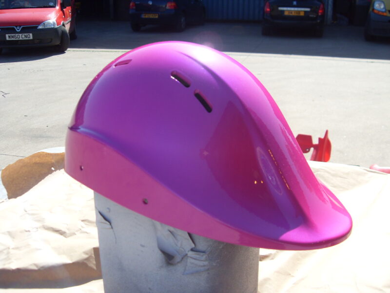 Protective Helmet Painted Pink At Wicked Coatings