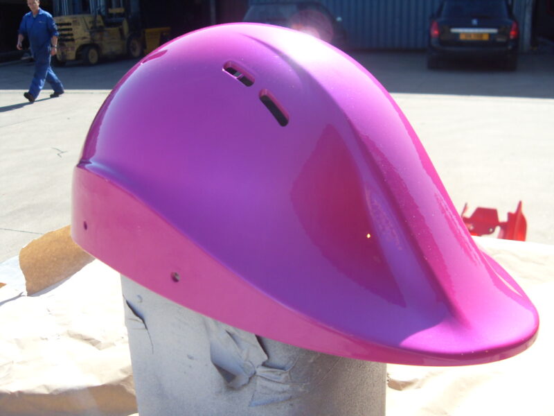 Protective Helmet Painted Pink At Wicked Coatings