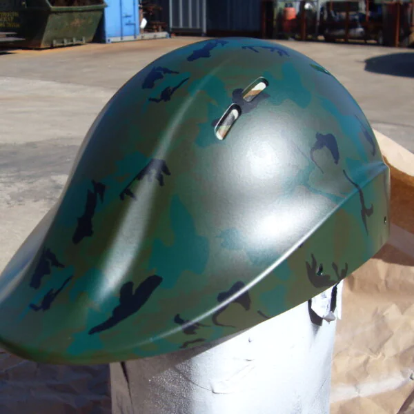 Protective Helmet Coated In Camouflage Hydrographic Film