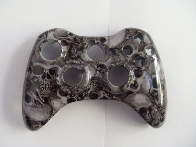 Gamepad Coated In Skull Hydrographic Film Painted Black