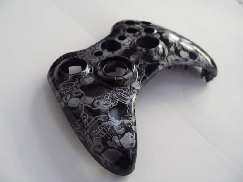 Gamepad Coated In Skull Hydrographic Film Painted Black