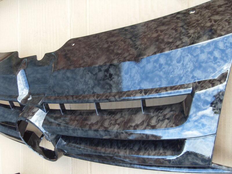 VW Exterior Parts Coated In Skull Hydrographic Film Painted Black