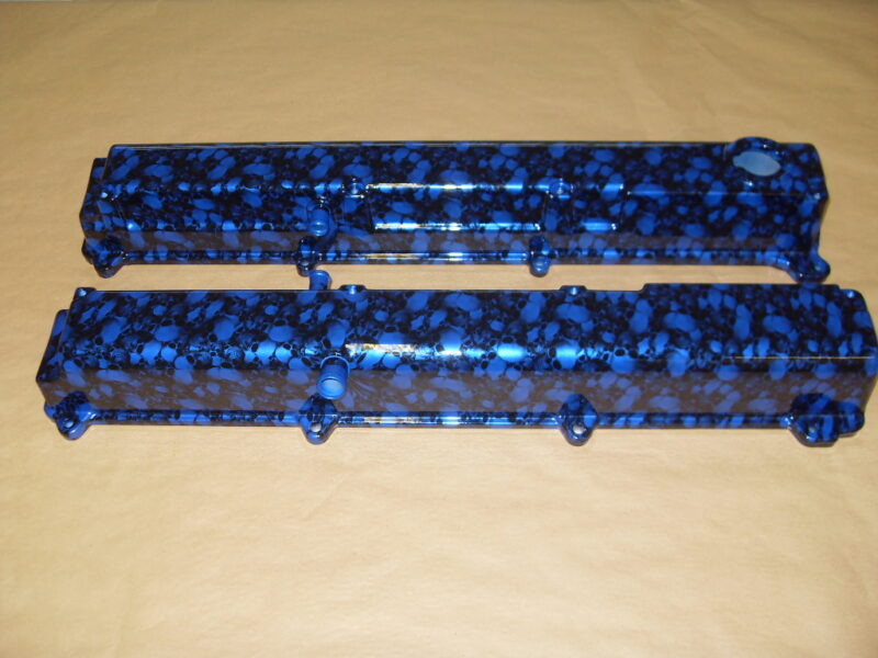 Car Engine Elements Coated In Skull Hydrographic Film Painted Blue
