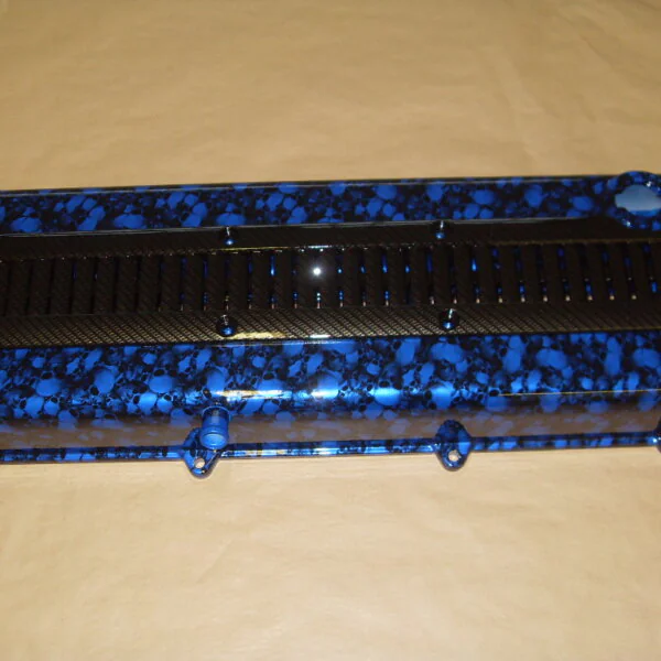 Car Engine Elements Coated In Skull Hydrographic Film Painted Blue