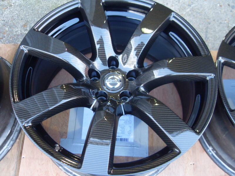 Nissan Alloy Wheels Coated In Carbon Fibre Painted Black