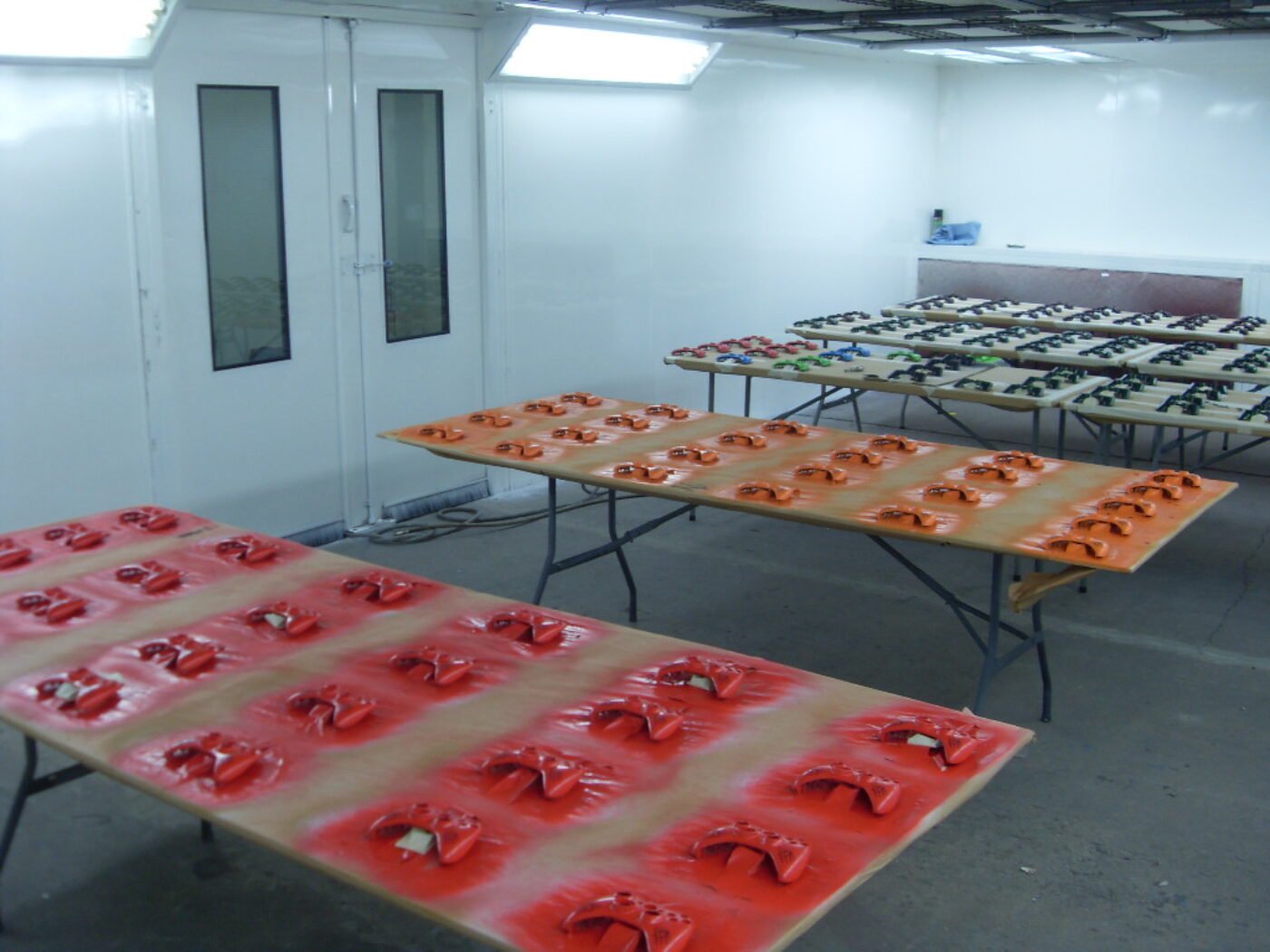 Console Game Controllers In Painting Chamber At Wicked Coatings