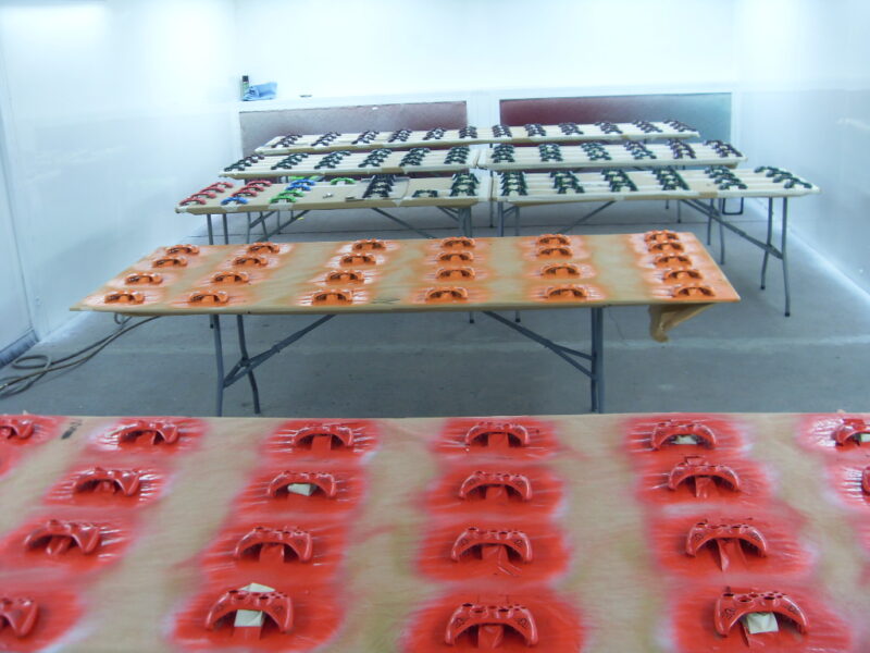 Console Game Controllers In Painting Chamber At Wicked Coatings
