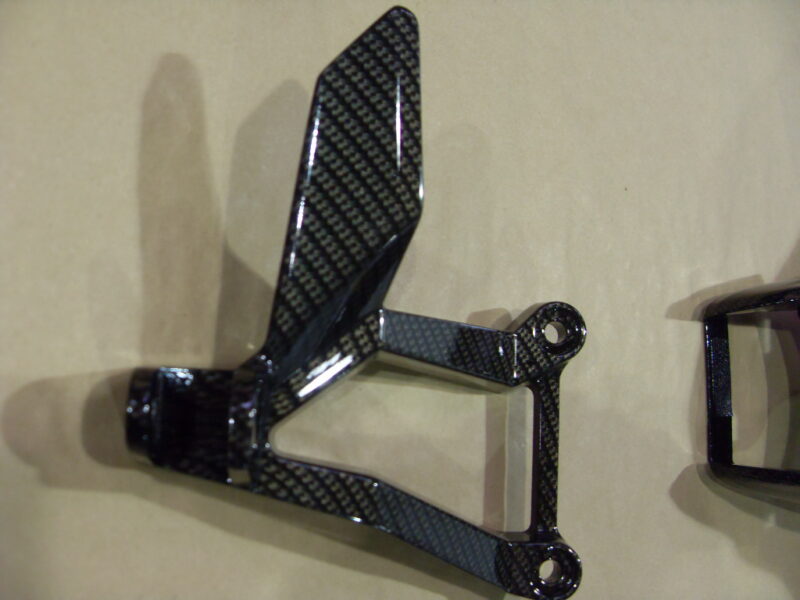Motorbike various parts coated in carbon fibre hydrographic film painted black and yellow