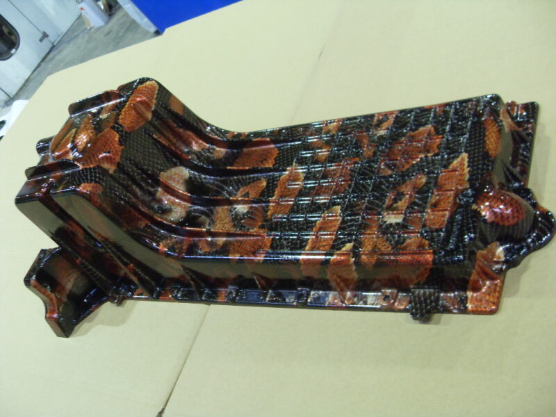Car Engine Part Coated In Snake Hydrographic Film