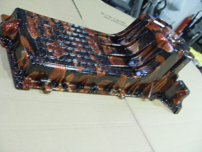Car Engine Part Coated In Snake Hydrographic Film