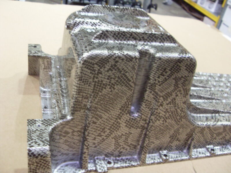 Car Engine Part Coated In Snake Hydrographic film