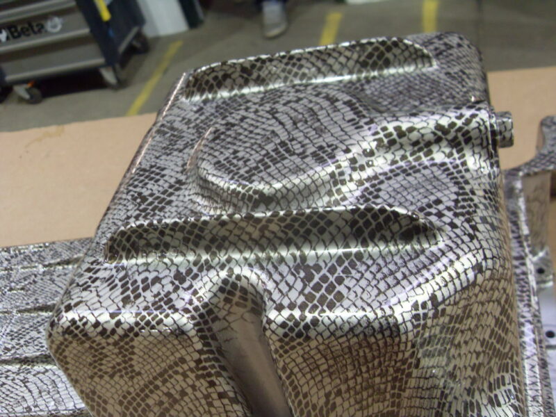 Car Engine Part Coated In Snake Hydrographic film