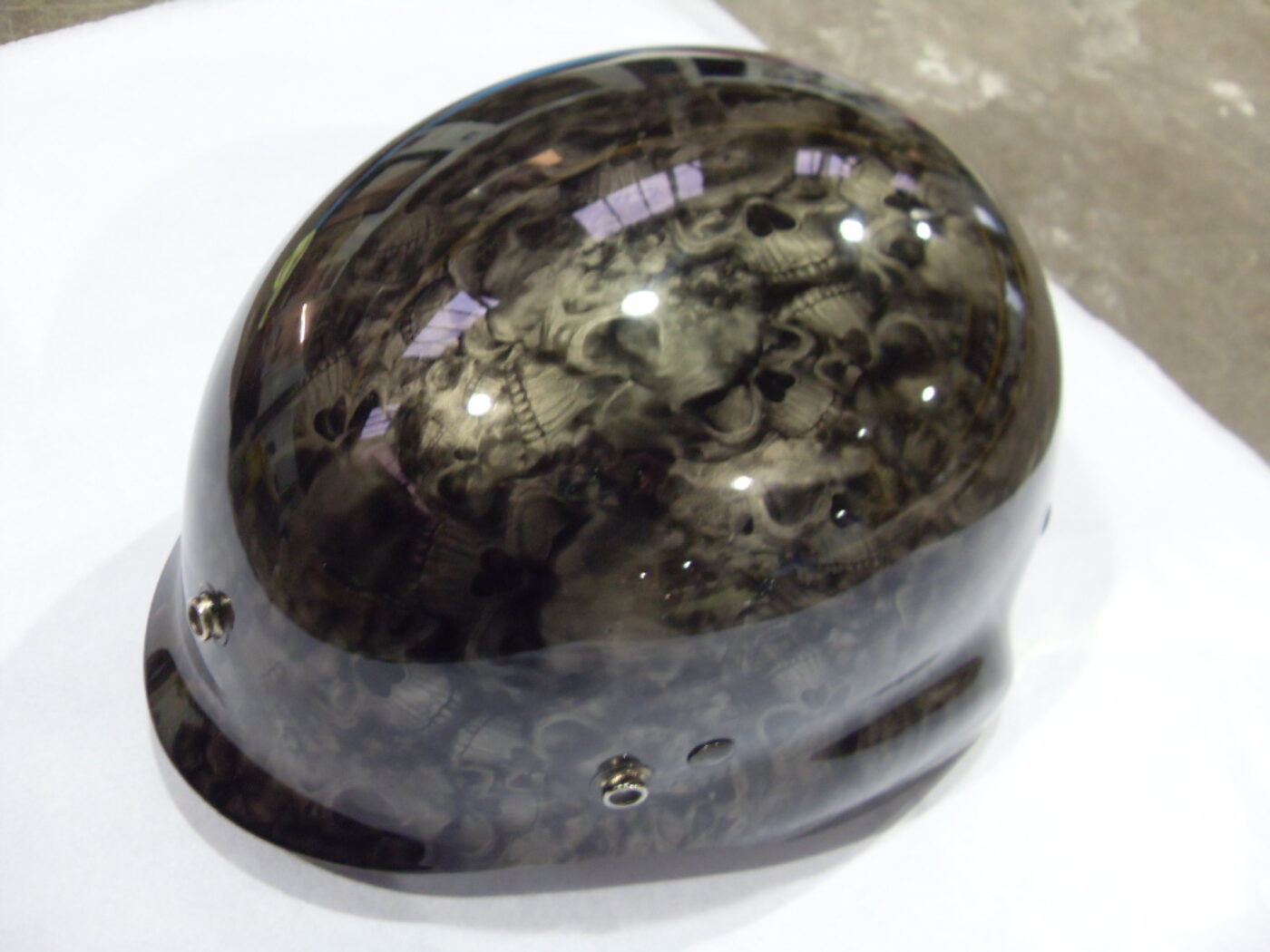 Motorbike Helmet Coated In Skull Hydrographic Film Painted Black