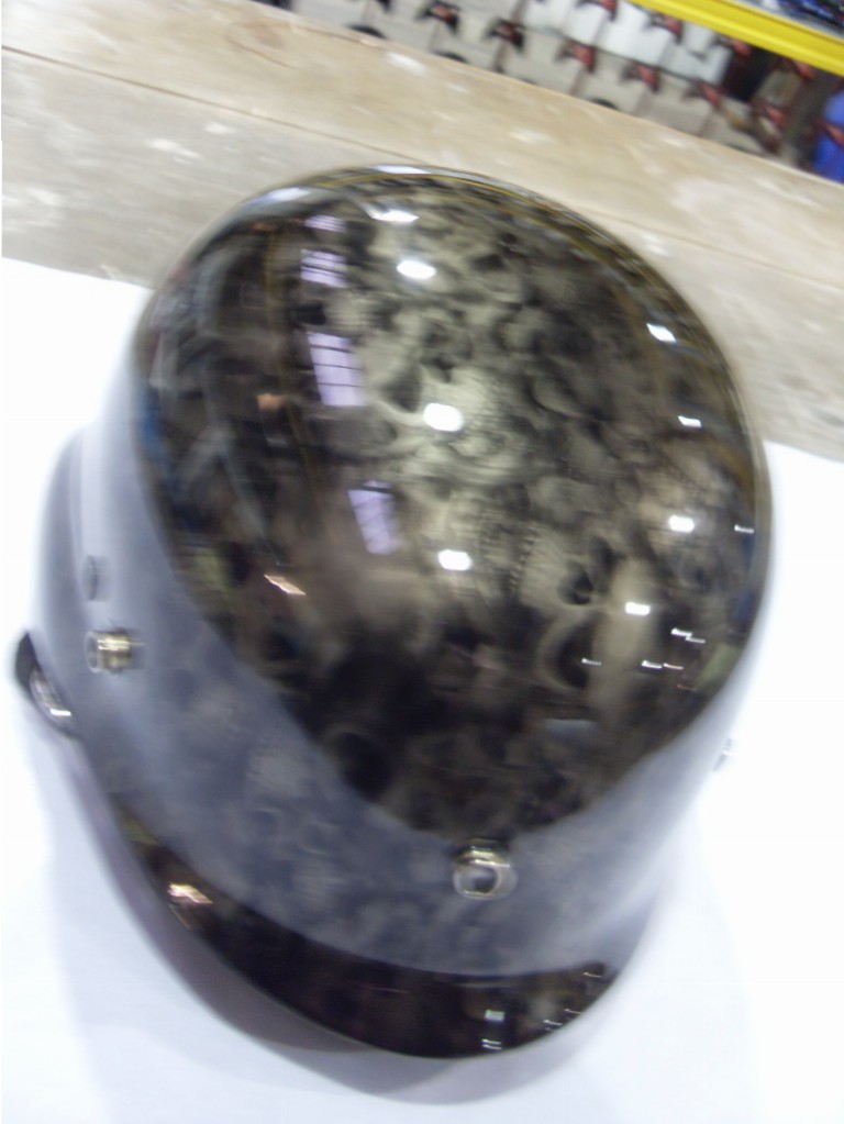 Motorbike Helmet Coated In Skull Hydrographic Film Painted Black