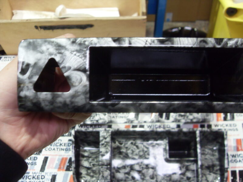 Car Dashboard Elements Coated In Skull Hydrographic Film Painted Grey