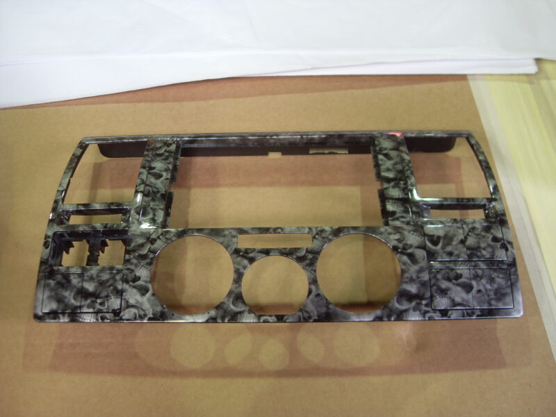 Car Dashboard Elements Coated In Skull Hydrographic Film Painted Grey