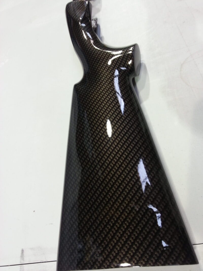 Gun elements coated in carbon fibre hydrographic film painted black