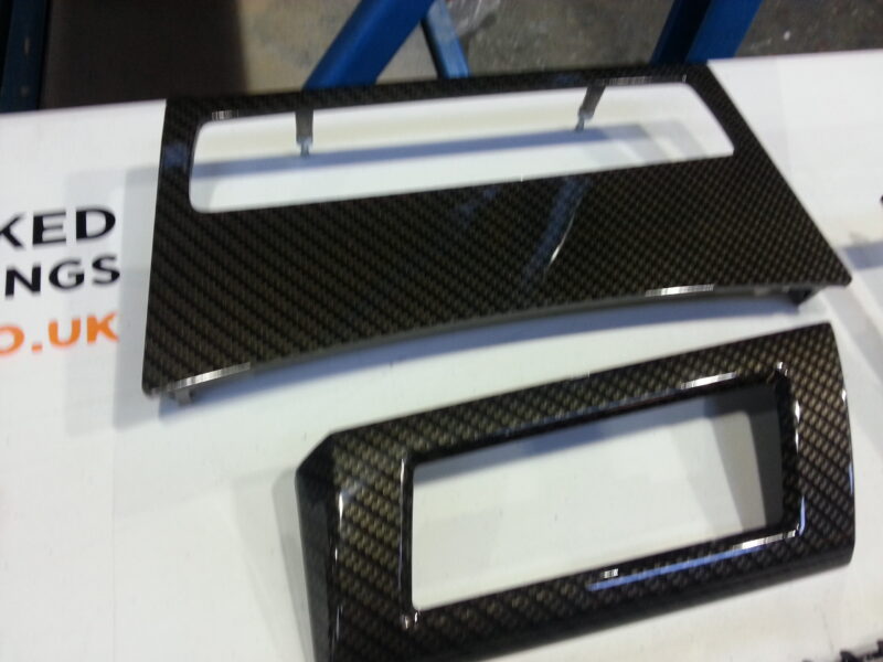 BMW interior various elements coated in carbon fibre hydrographic film painted black