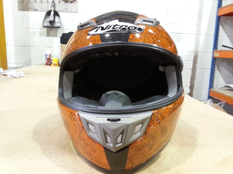 Motorbike Helmet Coated In Snake Skin Hydrographic Film