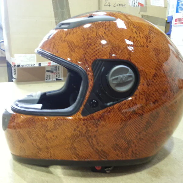 Motorbike Helmet Coated In Snake Skin Hydrographic Film