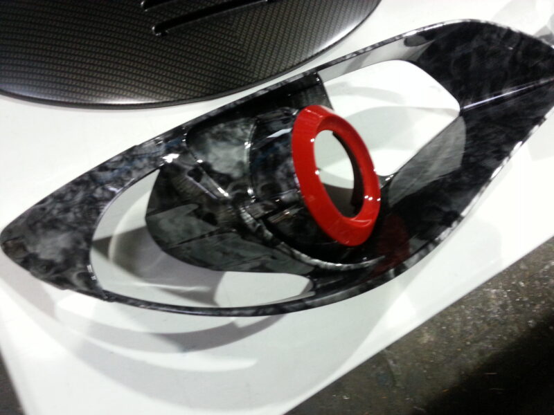 Car Lights Coated In Skull Hydrographic Film Painted Black