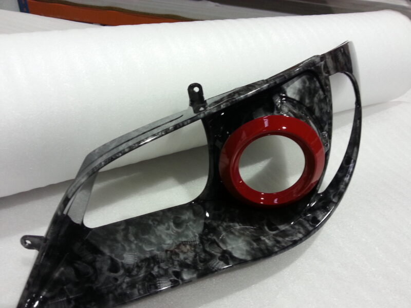 Car Lights Coated In Skull Hydrographic Film Painted Black