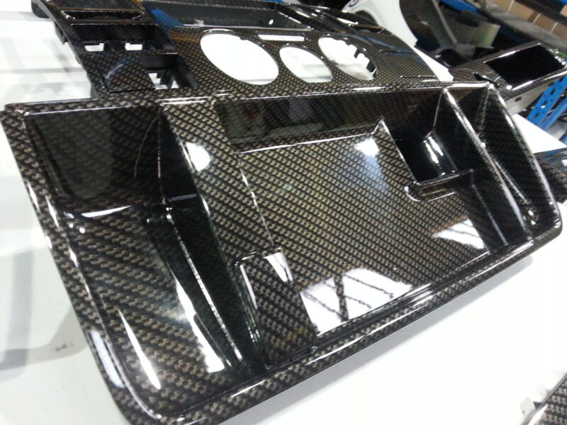 Car Interior Various Parts Coated In Carbon Fibre Hydrographic Film Painted Black